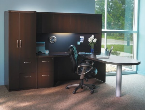 Mayline Aberdeen AT22 L Shaped Desk with Hutch
