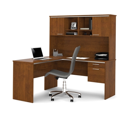 L Shaped Office Desks Furniture Wholers Picture Of Bestar 90427 Flare L Shaped Desk With Hutch