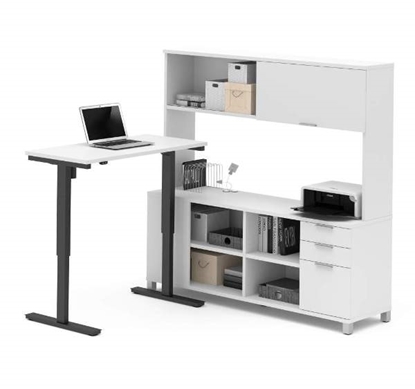 Picture of Bestar 120858 Sit Stand Desk with Hutch