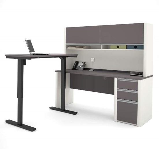 Bestar 93886 Sit Stand Desk with Hutch