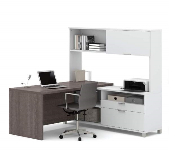 Picture of Bestar 120882 L-Shaped Desk with Hutch