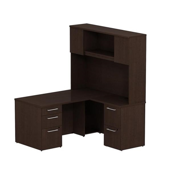 Bush S052 60 L Shaped Desk With Hutch Furniture Wholers Bush S052 60 L Shaped Desk With Hutch