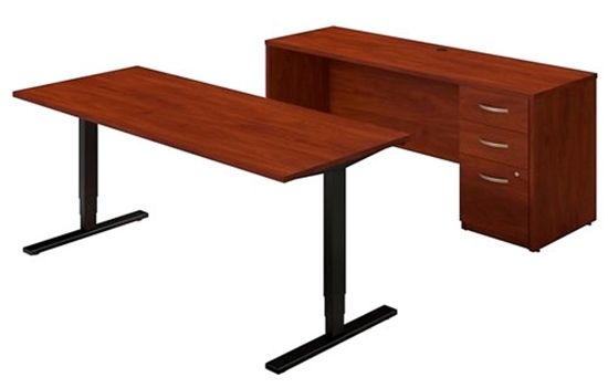 Picture of Bush SRE225 Sit Stand Desk w/ Credenza