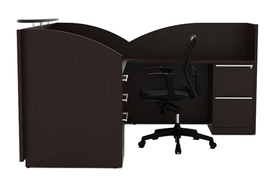 L Shaped Reception Desk With Counter And File Cabinets