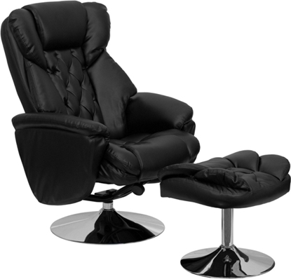 Picture of Flash Furniture BT-7807 Black Leather Recliner & Ottoman