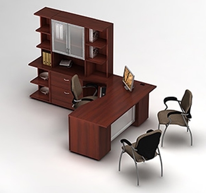 Picture of Global Layout 21 L Shaped Desk with Hutch