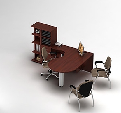 Picture of Global Layout 27 L Shaped Desk with P-Island