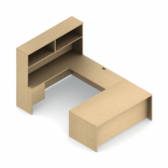 Picture of Global ADP505R U Shaped Desk with Storage Hutch