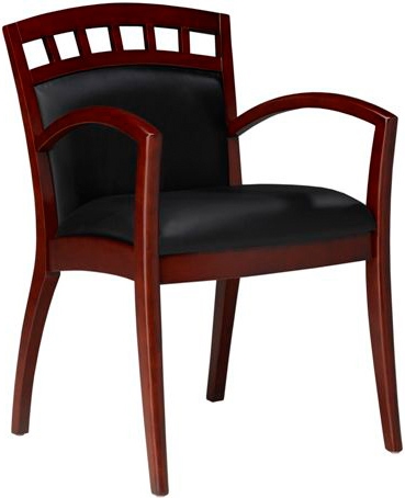 Wood & Leather Office Guest Chair - Mayline VSC5A