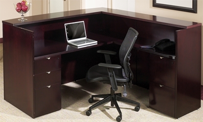 Picture of Office Star KENTYP19 L Shaped Wood Veneer Reception Desk