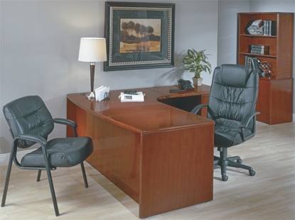 Picture of Office Star SONTYP10R L Shaped Desk with Bow Front and Wood Veneer