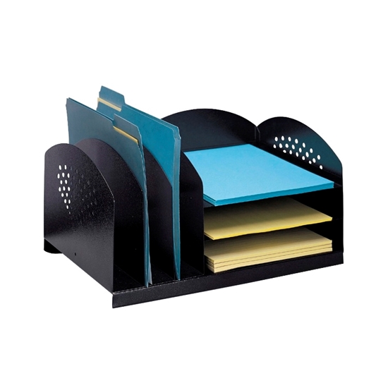 Picture of Safco 3167BL Combination Desk Rack with 3 Upright and 3 Horizontal Trays