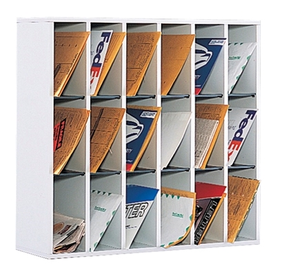 Picture of Safco 7765GR Wood 18 Compartment Mail Sorter