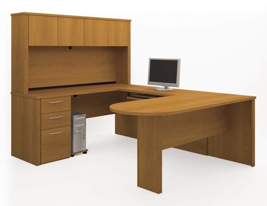 Bestar Office Desk U Shaped With Hutch And Drawers