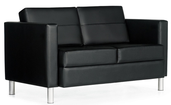 Black leather two top seater sofa