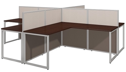 Picture of EOD760MR-03K 4 Person L Shaped Desk Open Office