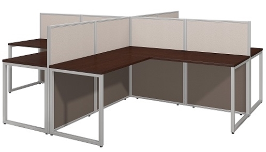 Picture of EOD760MR-03K 4 Person L Shaped Desk Open Office