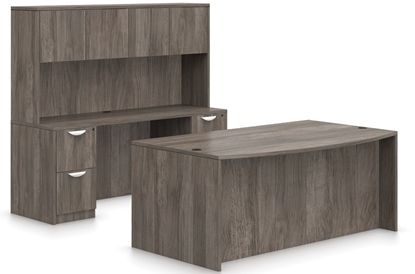 Picture of Offices to Go SL7141BDS Executive Bowfront Desk with Hutch