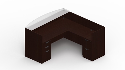 Picture of Offices to Go SL7130RDSNT L Shaped Reception Desk with Glass Transaction Top