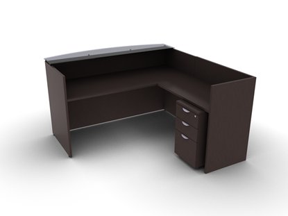 Picture of Offices to Go SL7130RDSNT L Shaped Reception Desk w/ Mobile Ped & Glass Top
