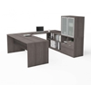 Picture of i3 Plus P/N 160861 -Shaped Executive Desk with Frosted Glass Doors Hutch