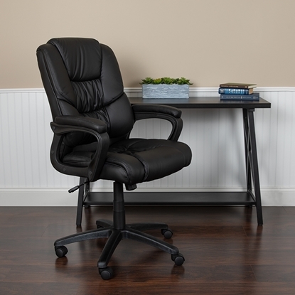 Picture of Flash Furniture CX-1179H-BK-GG LeatherSoft Swivel Office Chair