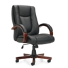 Picture of OTG11300B Luxhide Office Chair with Wood Arms and Base