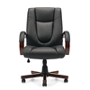 Picture of OTG11300B Luxhide Office Chair with Wood Arms and Base
