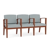 Picture of Lesro AW3103 Vinyl Upholstered Amherst Wood 3 Seat Sofa with Center Arms