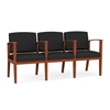 Picture of Lesro AW3103 Vinyl Upholstered Amherst Wood 3 Seat Sofa with Center Arms