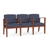 Picture of Lesro AW3103 Vinyl Upholstered Amherst Wood 3 Seat Sofa with Center Arms
