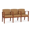 Picture of Lesro AW3103 Vinyl Upholstered Amherst Wood 3 Seat Sofa with Center Arms