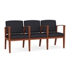 Picture of Lesro AW3103 Vinyl Upholstered Amherst Wood 3 Seat Sofa with Center Arms