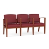 Picture of Lesro AW3103 Vinyl Upholstered Amherst Wood 3 Seat Sofa with Center Arms