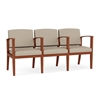 Picture of Lesro AW3103 Vinyl Upholstered Amherst Wood 3 Seat Sofa with Center Arms