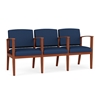 Picture of Lesro AW3103 Vinyl Upholstered Amherst Wood 3 Seat Sofa with Center Arms