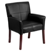 Picture of BT-353-BK-LEA-GG Black LeatherSoft Executive Side Reception Chair with Mahogany Legs