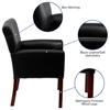 Picture of BT-353-BK-LEA-GG Black LeatherSoft Executive Side Reception Chair with Mahogany Legs