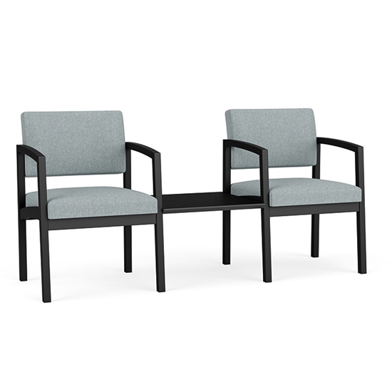 Picture of Lesro LS2201 Lenox Steel Vinyl Upholstered 2 Chairs with Connecting Center Table