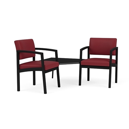 Picture of Lesro LS2301 Lenox Steel Vinyl Upholstered 2 Chairs with Connecting Corner Table