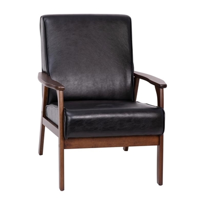 Picture of Langston Black LeatherSoft Mid Century Modern Arm Chair