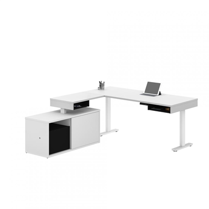Picture of Bestar 130850 L-Shaped Standing Desk with Credenza