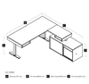 Picture of Bestar 130850 L-Shaped Standing Desk with Credenza