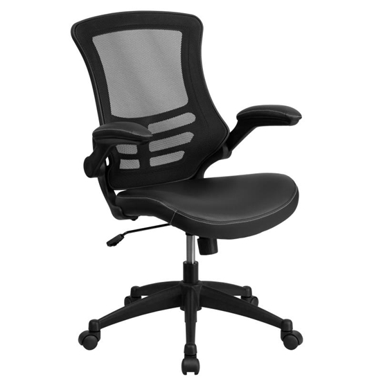 Picture of Flash BL-X-5M-LEA Mesh w/ Leathersoft Seat Office Chair