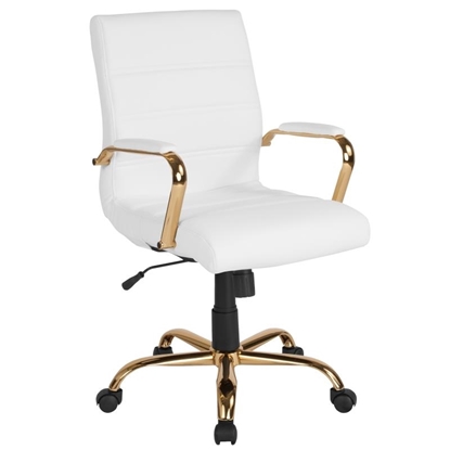 Picture of Flash Whitney GO-2286M-WH-GLD White LeatherSoft Executive Office Chair