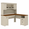 Picture of Bush FVW002 Antique White L Shaped Desk with Hutch