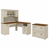 Picture of Bush WC53230-WC53231 Antique White L Shaped Desk with Drawers