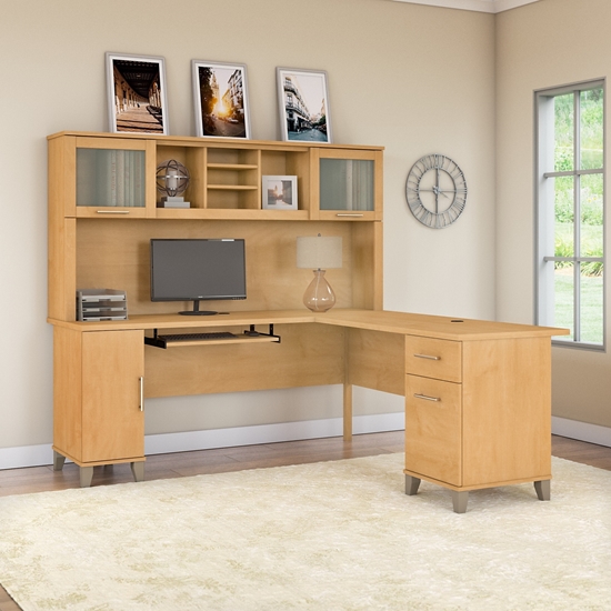 Bush WC81410-11 L Shaped Desk with Hutch