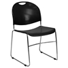 Picture of Hercules RUT-188-BK-CHR Black Stacking Chair w/ Chrome Frame