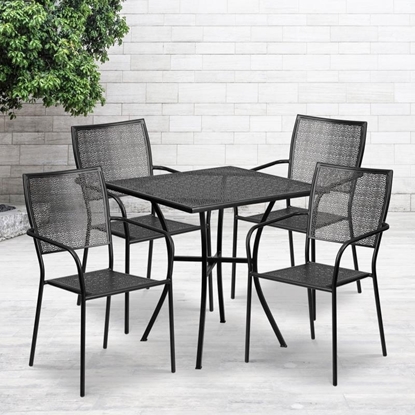Picture of Oia Commercial Grade 28" Square Indoor-Outdoor Steel Patio Table Set